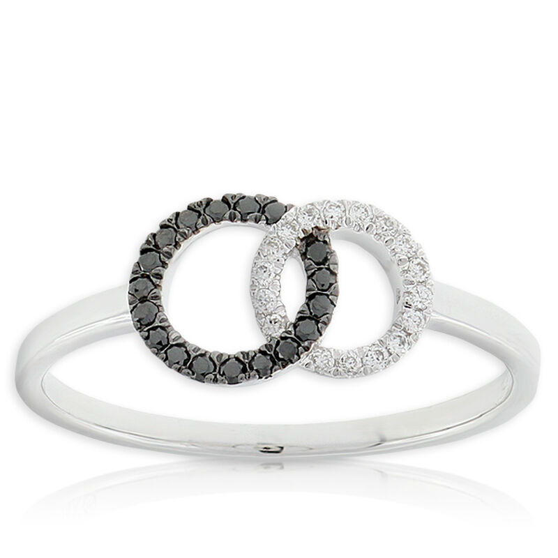 Black & White Diamond Ring 14K image number 0