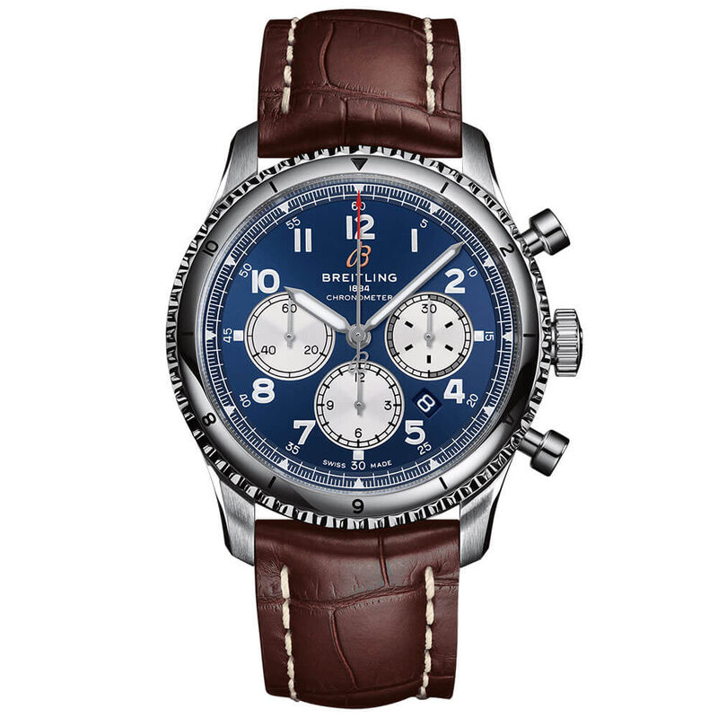 Breitling Aviator 8 B01 Chronograph 43 Blue Leather Watch, 43mm image number 0
