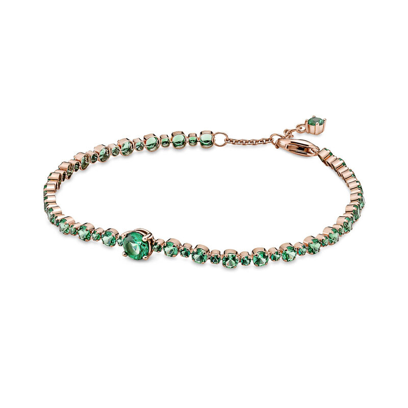 Pandora Sparkling Pavé Green Crystal Tennis Bracelet image number 0