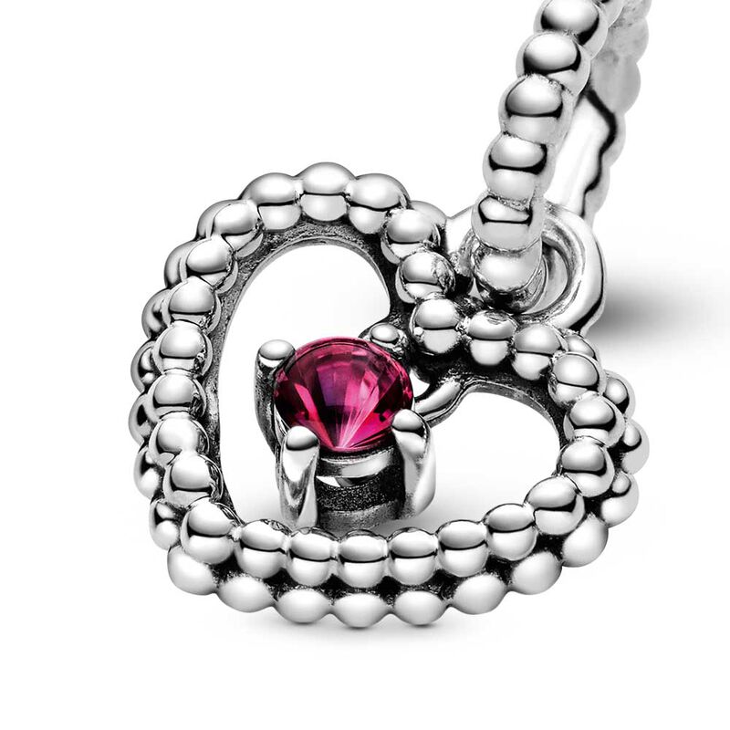 Pandora Blazing Red Crystal Beaded Heart Dangle Charm image number 4