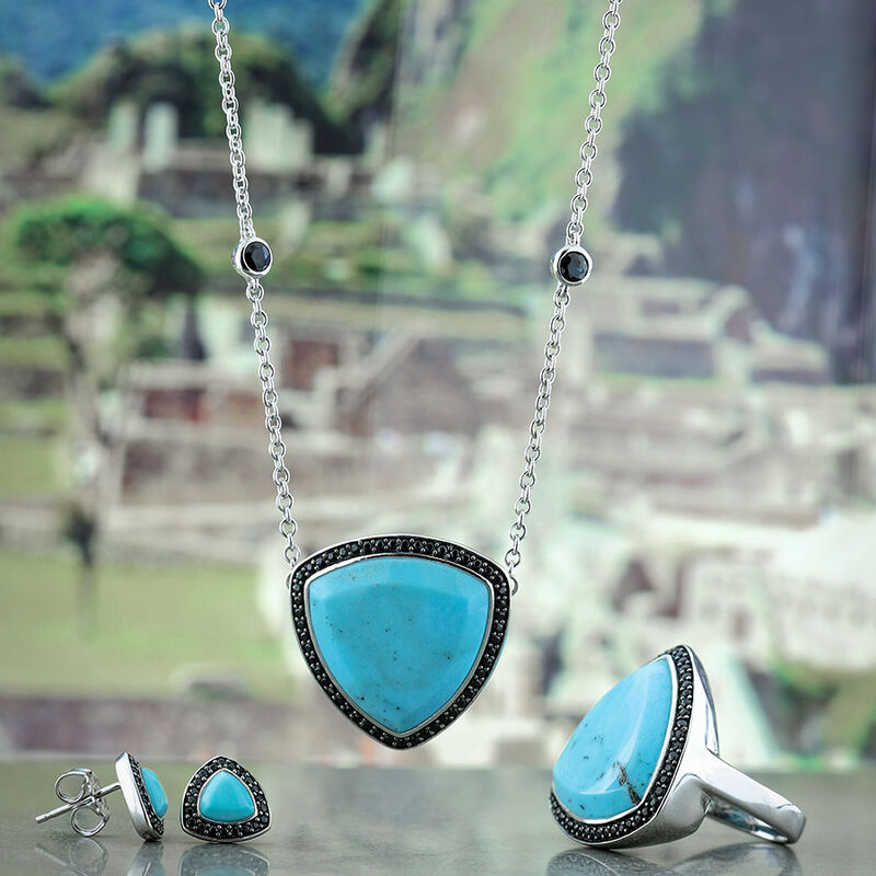 Lisa Bridge Turquoise & Black Sapphire Necklace image number 4