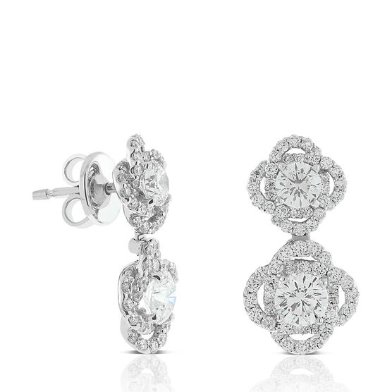 Ben Bridge Signature Diamond Flower Dangle Earrings 18K