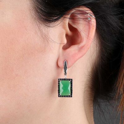 Lisa Bridge Chalcedony & Black Sapphire Earrings