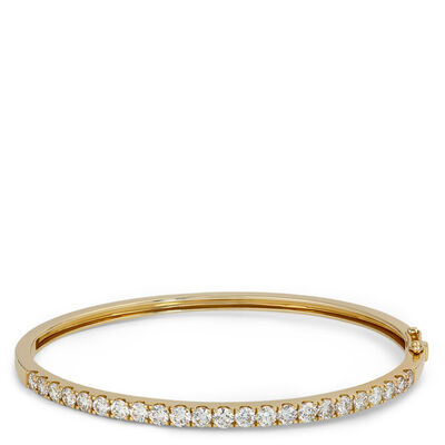 Classic Round Diamond Bangle, 3 Carat Total Weight, 14K Yellow Gold