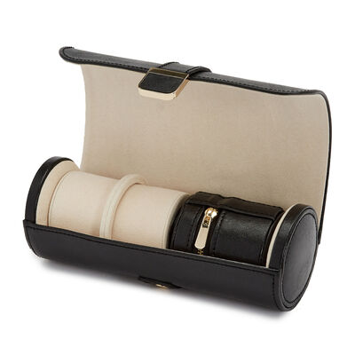 WOLF Palermo Double Watch Roll with Jewelry Pouch