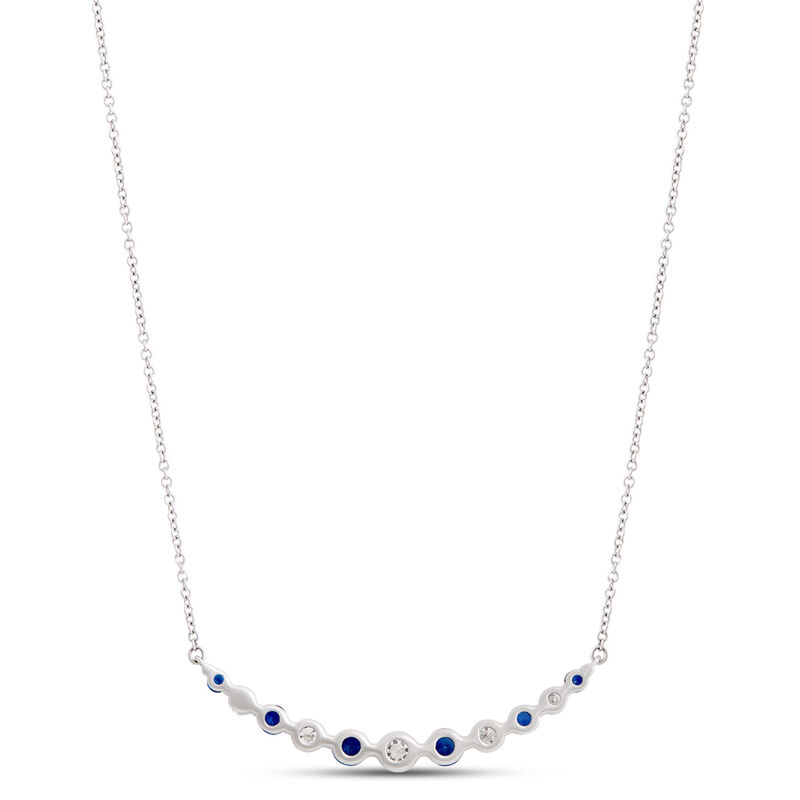 Round Sapphire and Diamond Necklace, &frac12; Carat, 18K White Gold image number 1