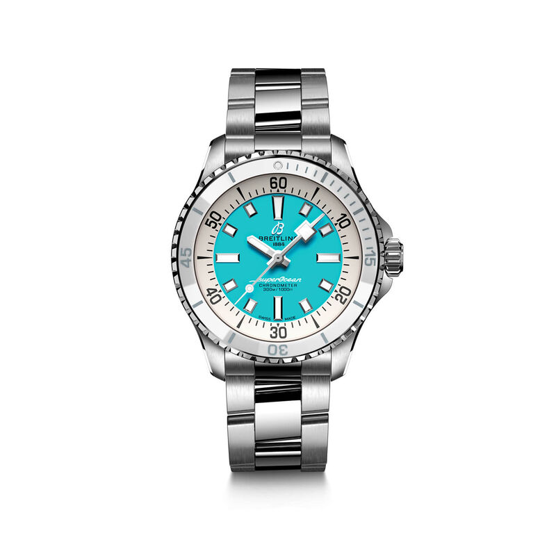 Breitling Superocean Automatic 36 Watch Steel Case Turquoise Dial Steel Bracelet, 36mm image number 1