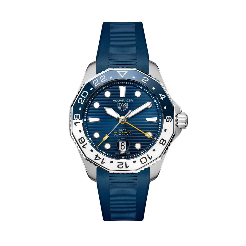 TAG Heuer Aquaracer Professional 300 GMT Watch Blue Dial Blue Rubber Strap, 43mm image number 0