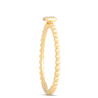 Emerald Cut Diamond Ring on Beaded Shank, ⅕ Carat Total Weight, 14K Yellow Gold