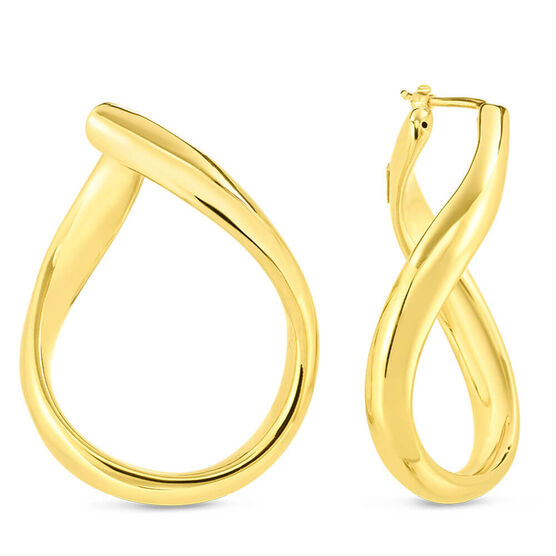 Roberto Coin Oro Classic Curved Contoured Hoop Earrings 18K