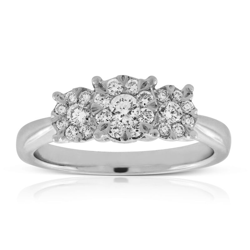 Love Eternal 3-Stone Diamond Cluster Ring 14K image number 1