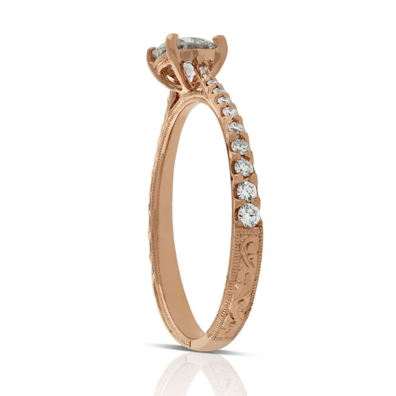 Rose Gold Diamond Engagement Ring 14K image number 1