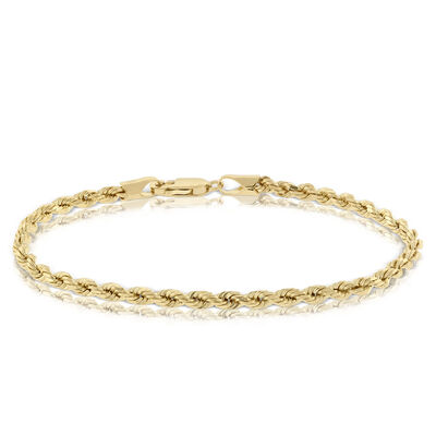 Diamond Cut Rope Bracelet 14K, 7.5"