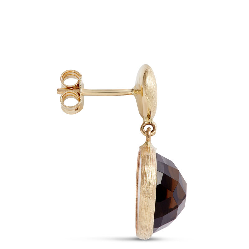 Toscano Round Smoky Quartz Drop Earrings, 14K Yellow Gold image number 1