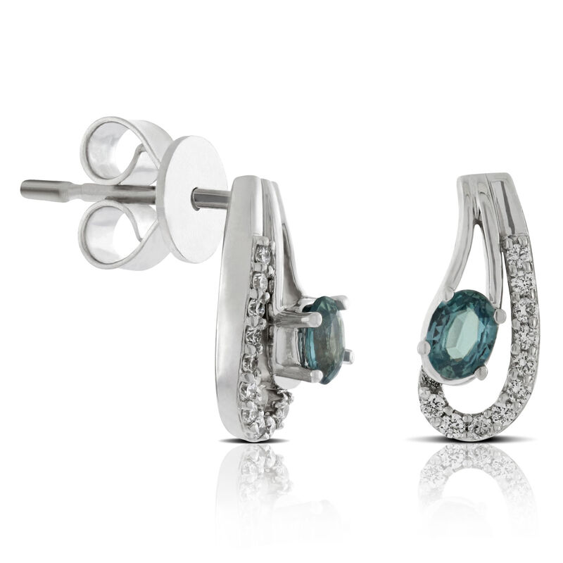 Swirl Alexandrite & Diamond Earrings 18K image number 0
