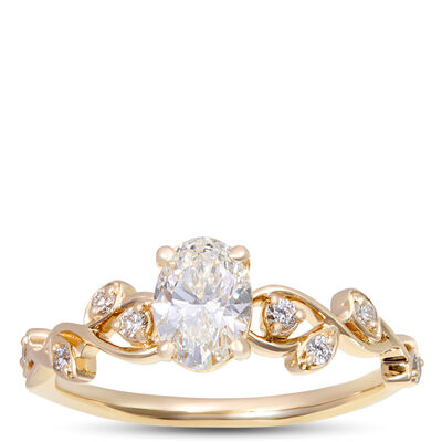 Oval Diamond Engagement Ring, &frac34; Carat, 14K Yellow Gold