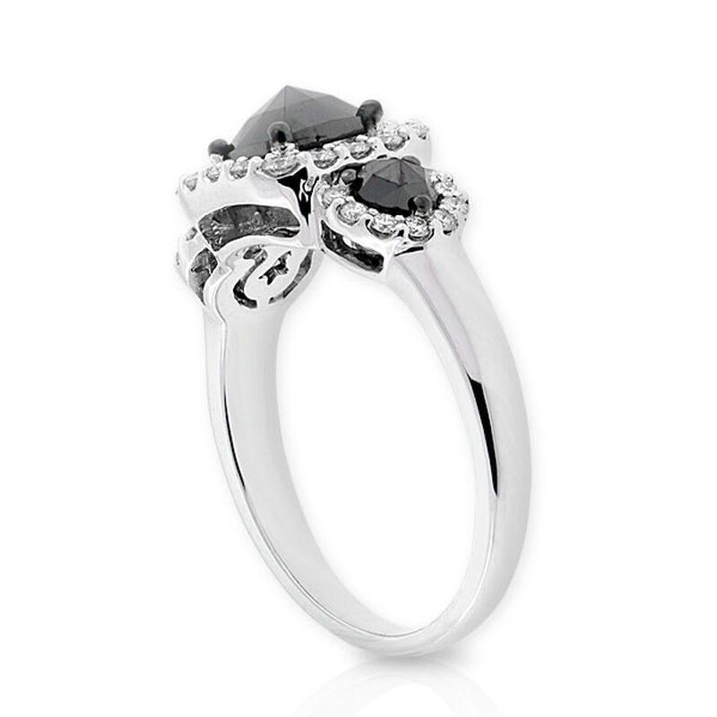 Black & White Diamond 3-Stone Ring 14K image number 2