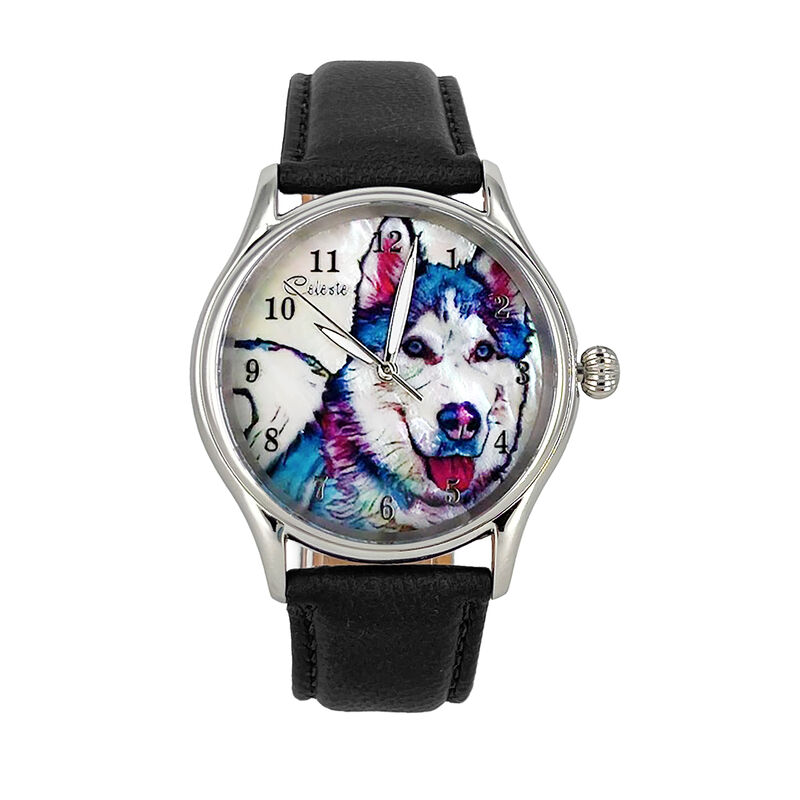 Celeste Husky Dog Breed Mother of Pearl Watch, 38mm image number 0