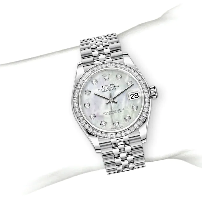 Rolex Datejust 31 Datejust Oyster, 31 mm, Oystersteel, white gold and diamonds - M278384RBR-0008 at Ben Bridge