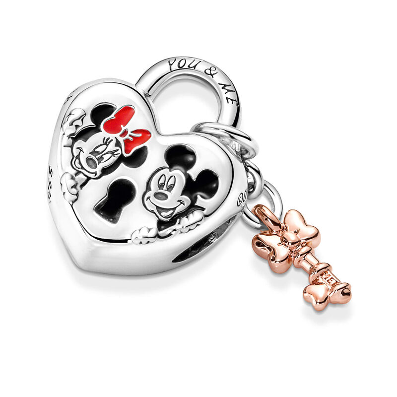 Pandora Disney Mickey Mouse & Minnie Mouse Enamel Padlock Charm image number 3