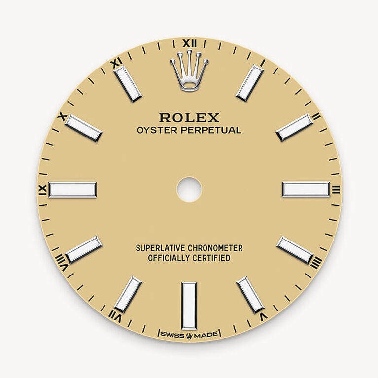 rolex oyster perpetual in oystersteel, m124200-0007 - beige dial - ben bridge