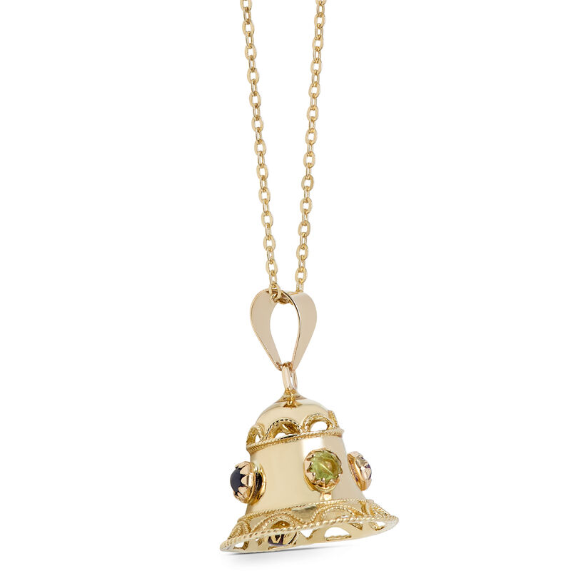 Bell-Shaped Gemstone Pendant, 14K Yellow Gold image number 1