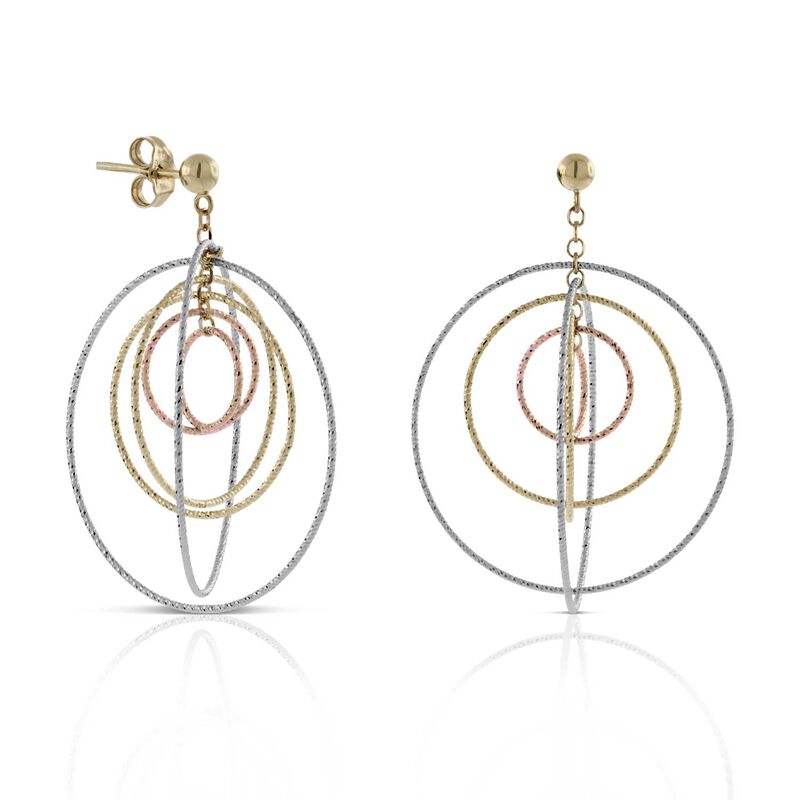 Toscano Tri-Color Circle Earrings 14K image number 1