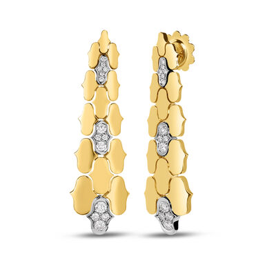 Roberto Coin 18K Yellow and White Cobra Diamond Dangle Earrings