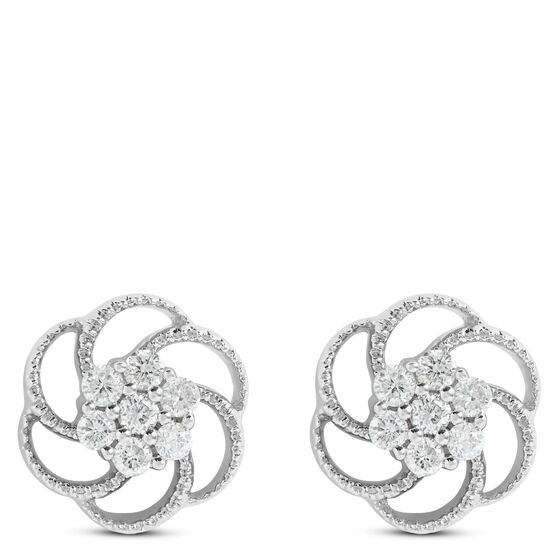 Floral Diamond Cluster Earrings 14K