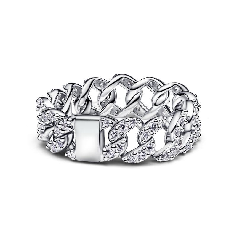 Pandora Pav&eacute; Cuban Chain Ring image number 1