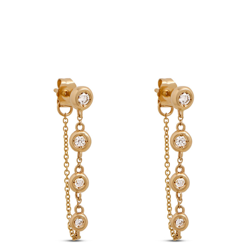 Buttercup Chain Drop Diamond Cluster Earrings, 14K Yellow Gold image number 0