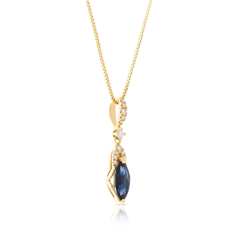 Marquise Sapphire & Diamond Necklace 14K image number 1