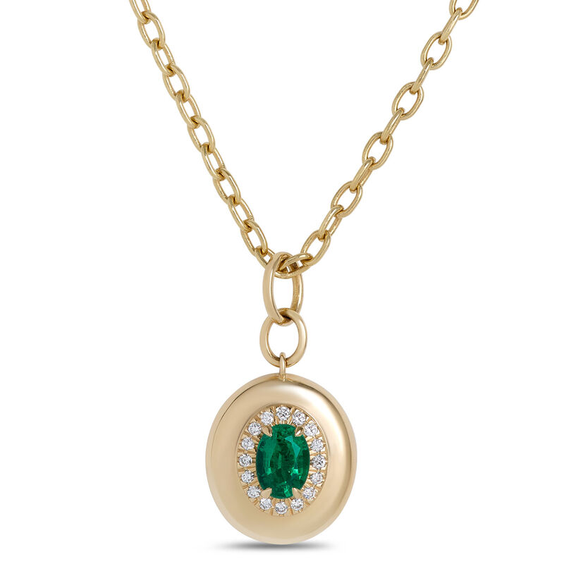 Emerald and Diamond Pendant, 18K Yellow Gold image number 0