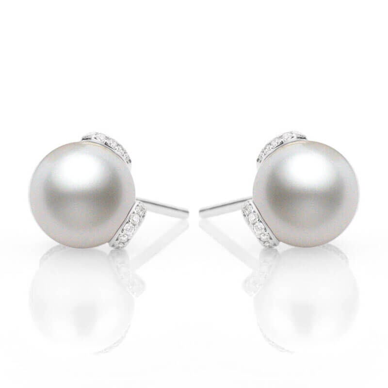 Mikimoto Akoya Cultured Pearl & Diamond Earrings, 8mm, 18K image number 1