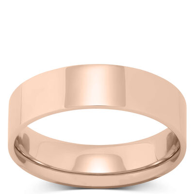 Rose Gold Polished Pipe Comfort Fit 6mm Band 18K