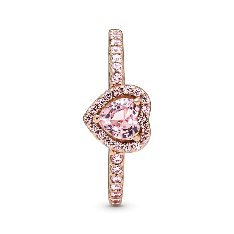 Pandora Sparkling Elevated Pink Crystal Heart & CZ Ring image number 2