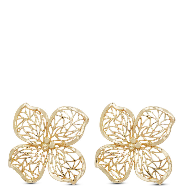 Four Petal Flower Earrings 14K image number 0