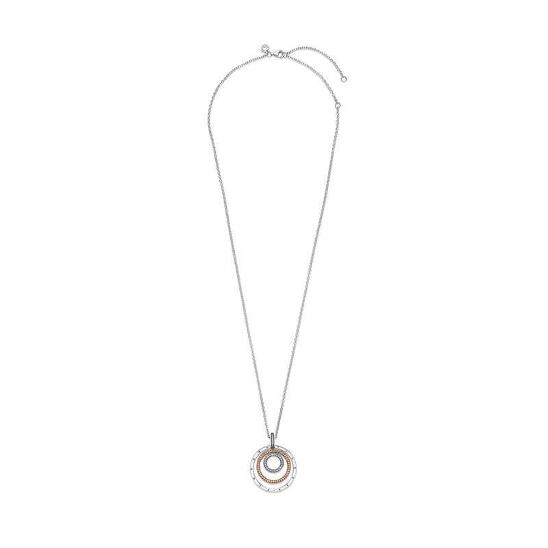Pandora Two-tone Circles CZ Pendant & Necklace image number 3