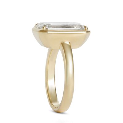Rahaminov Hidden Bezel Emerald Cut Bridal Ring, 18K Yellow Gold
