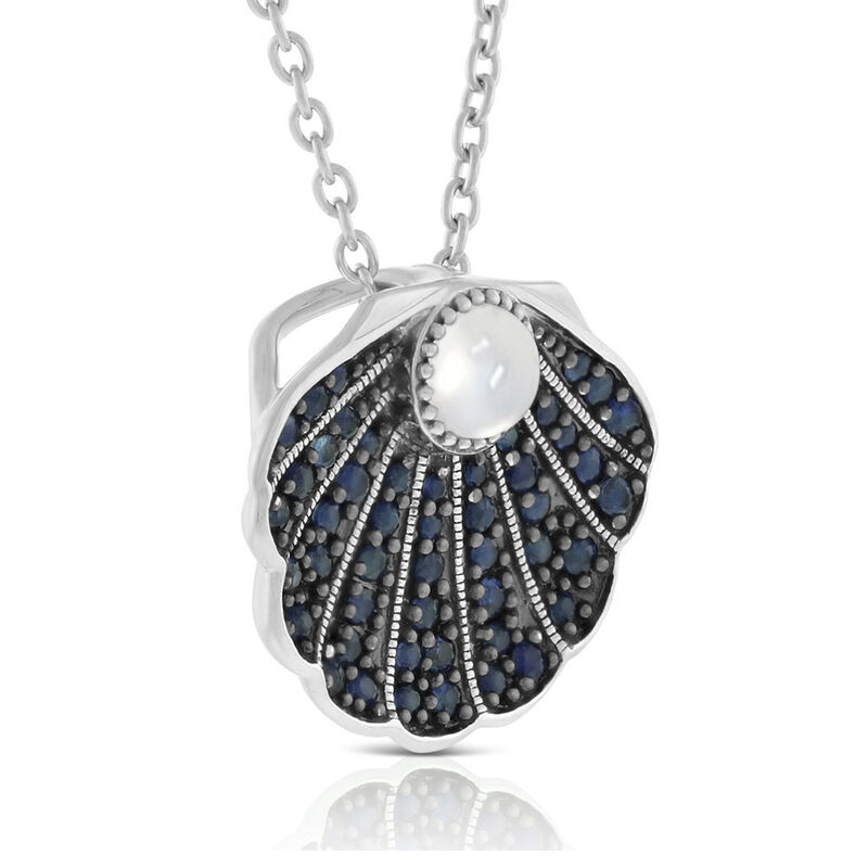Lisa Bridge Sapphire & Moonstone Clam Shell Necklace image number 2