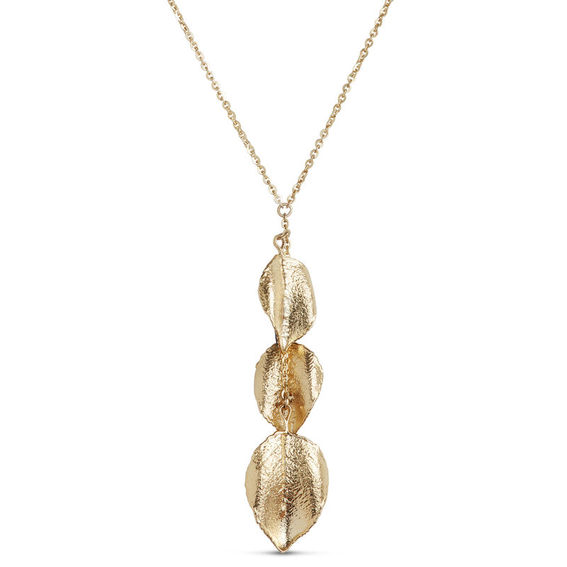 Toscano Triple Brown Enamel Leaf Necklace, 14K Yellow Gold image number 1