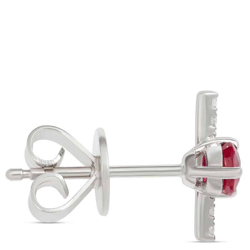 Ruby and Diamond Bar Earrings, 14K White Gold image number 2