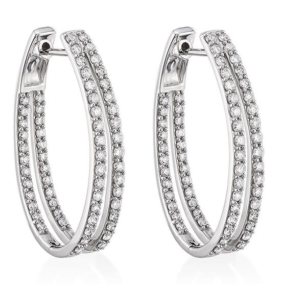 Double Hoop Diamond Earrings 14K
