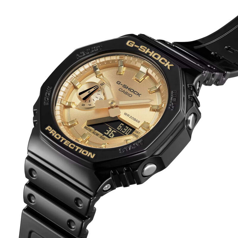 G-Shock 2100 Series Watch Gold-Tone Dial Black Resin Strap, 48.5mm image number 1