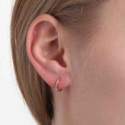 12MM Smooth Huggie Hoop Earrings, 14K Rose Gold
