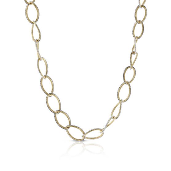Toscano Two-Tone Graduated Oval Link Necklace 14K