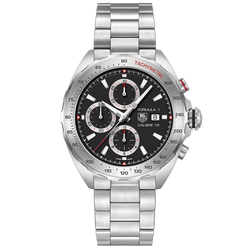 TAG Heuer Formula 1 Calibre 16 Automatic Mens Black Steel Chronograph Watch image number 1