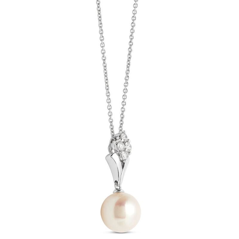 Cultured Pearl Pendant, 14K White Gold image number 1