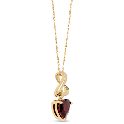 Heart Shaped Garnet Pendant Necklace, 14k Yellow Gold