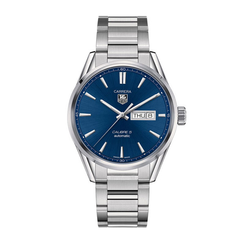 TAG Heuer Carrera Calibre 5 Day Date Automatic Mens Blue Steel Watch image number 2